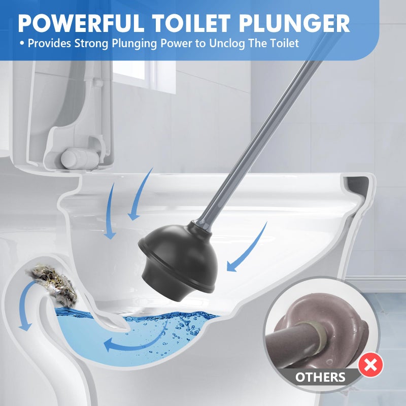 LOVLOY Toilet Plunger and Brush, Bowl Brush and Heavy Duty Toilet Plunger Set with Ventilated Holder, 2-in-1 Toilet Brush and Plunger Combo for Bathroom Cleaning New Pack (Grey, 1) - Image 2